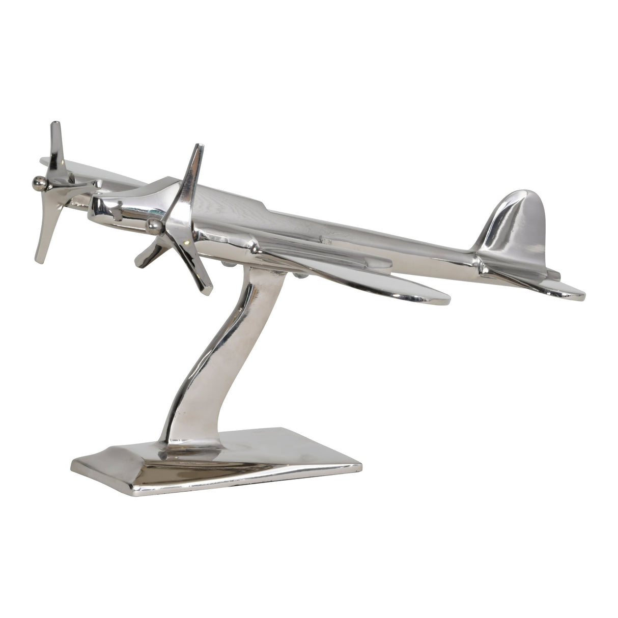 Turboprop Silver Aluminium Aeroplane Figurine - 40cm