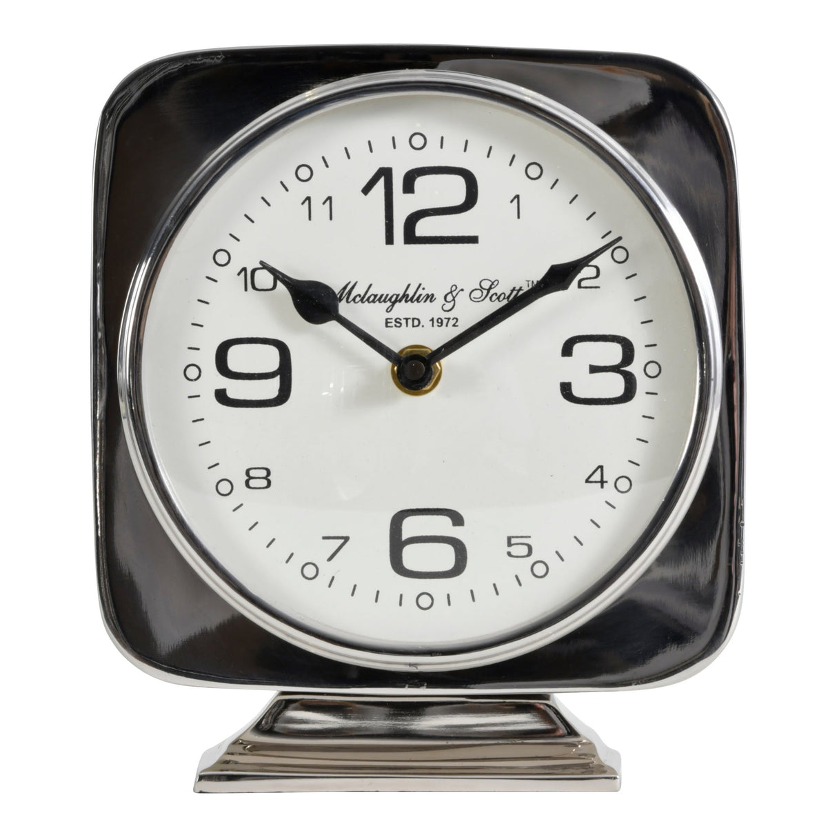 Vickery Square Mantel Clock On Stand - Silver
