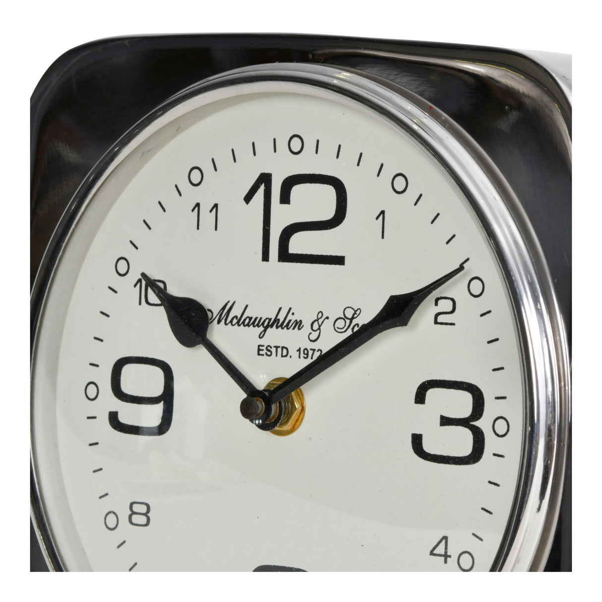 Vickery Square Mantel Clock On Stand - Silver