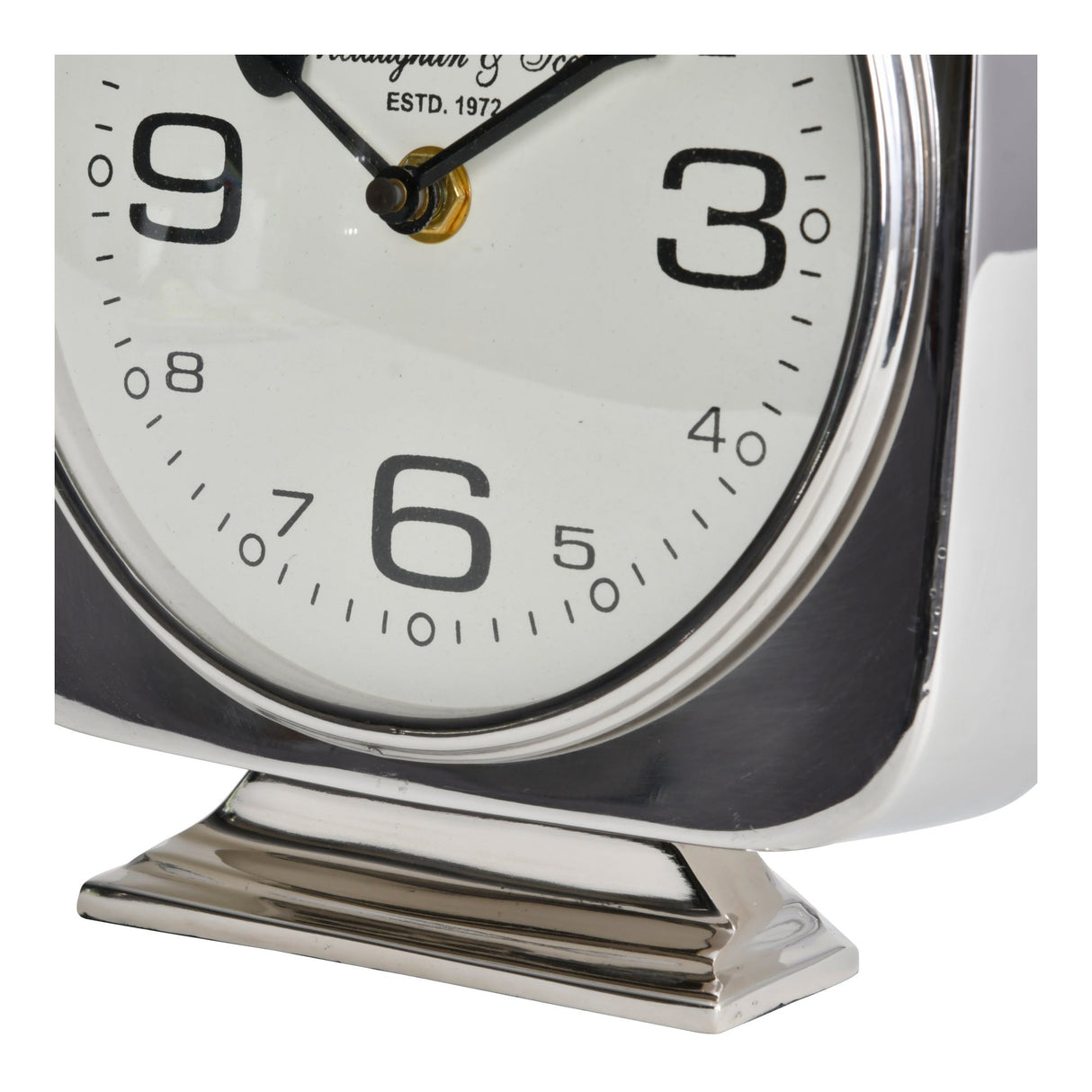 Vickery Square Mantel Clock On Stand - Silver