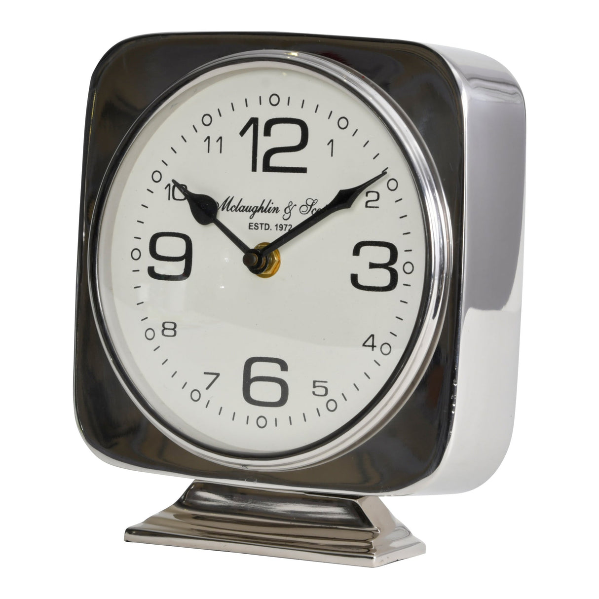 Vickery Square Mantel Clock On Stand - Silver