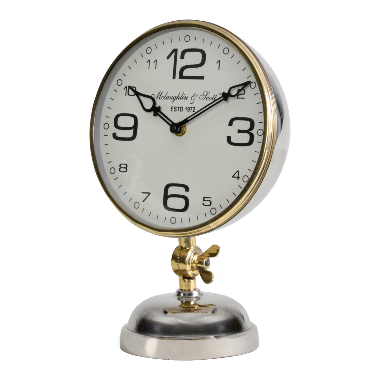 Stollard Mantel Clock With Angle Adjuster - Silver & Gold