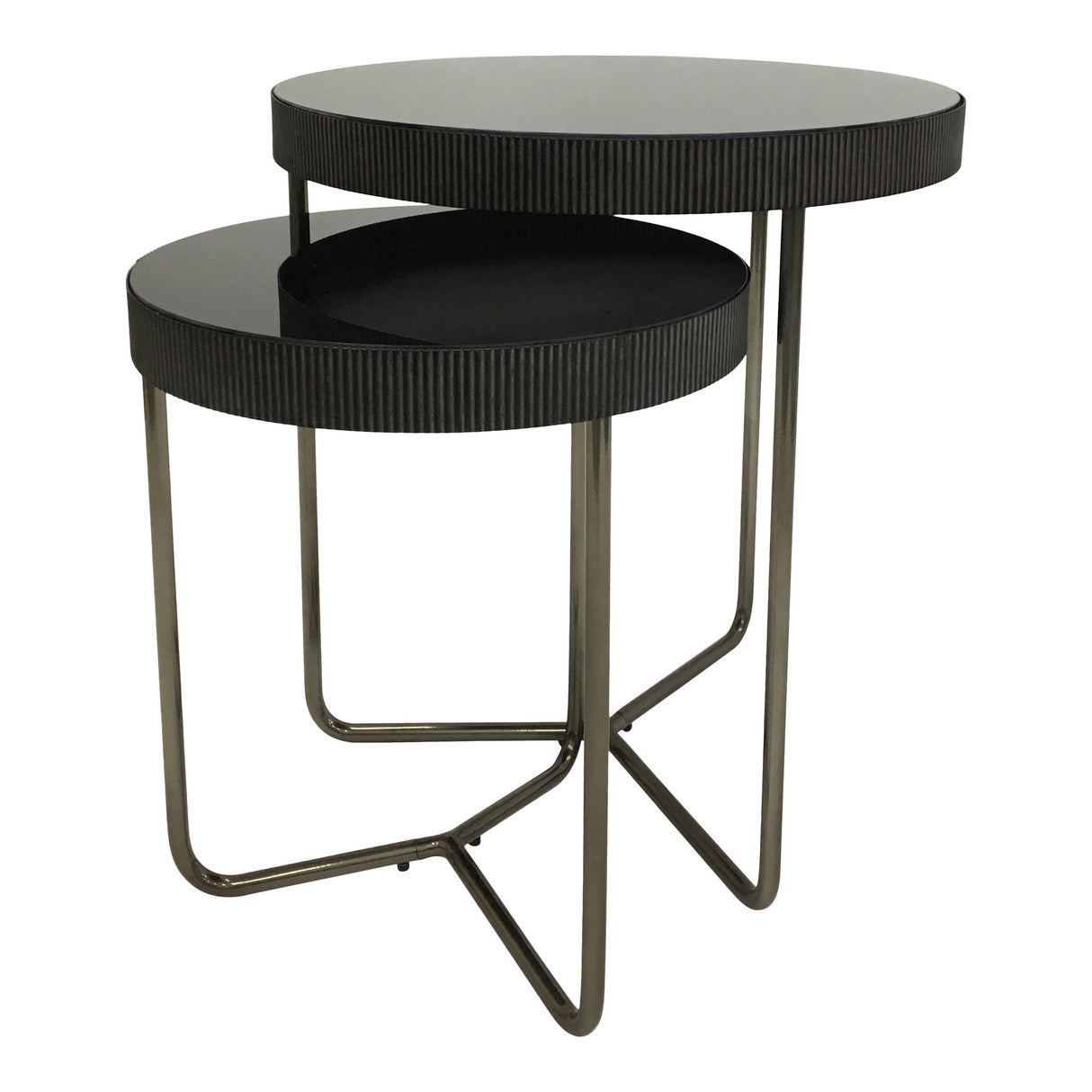Knightsbridge Set of 2 Side Tables - Black Tinted Glass