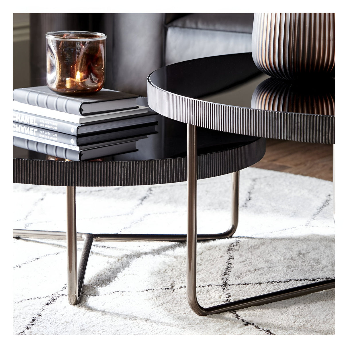 Knightsbridge Round Coffee Table - Black Tinted Glass