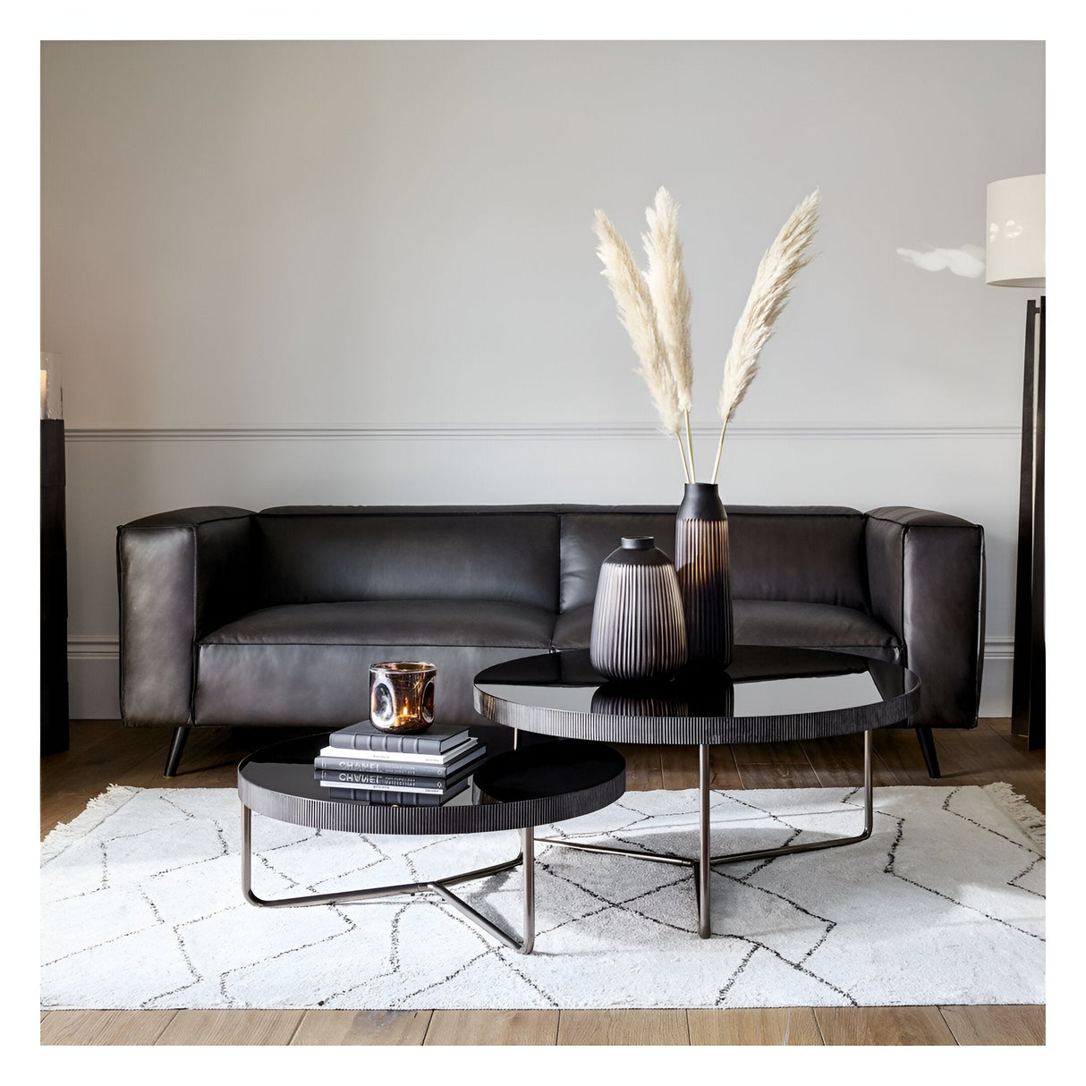 Knightsbridge Round Coffee Table - Black Tinted Glass