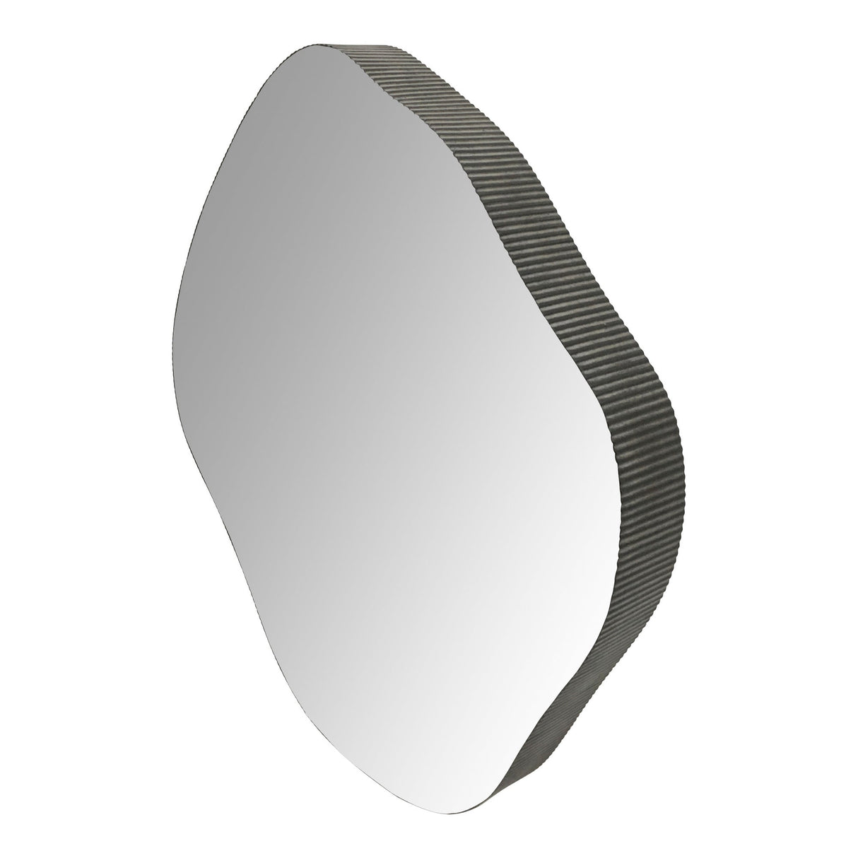 Organic Metal Framed Small Wall Mirror Oak Wood - 59x61cm