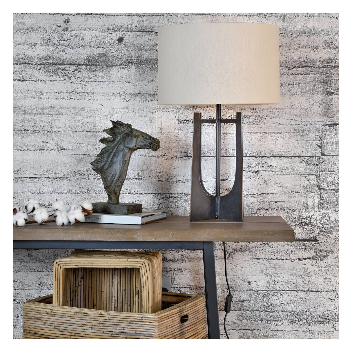 Glenthorpe Table Lamp - Gilded Oak With Irish Linen Shade