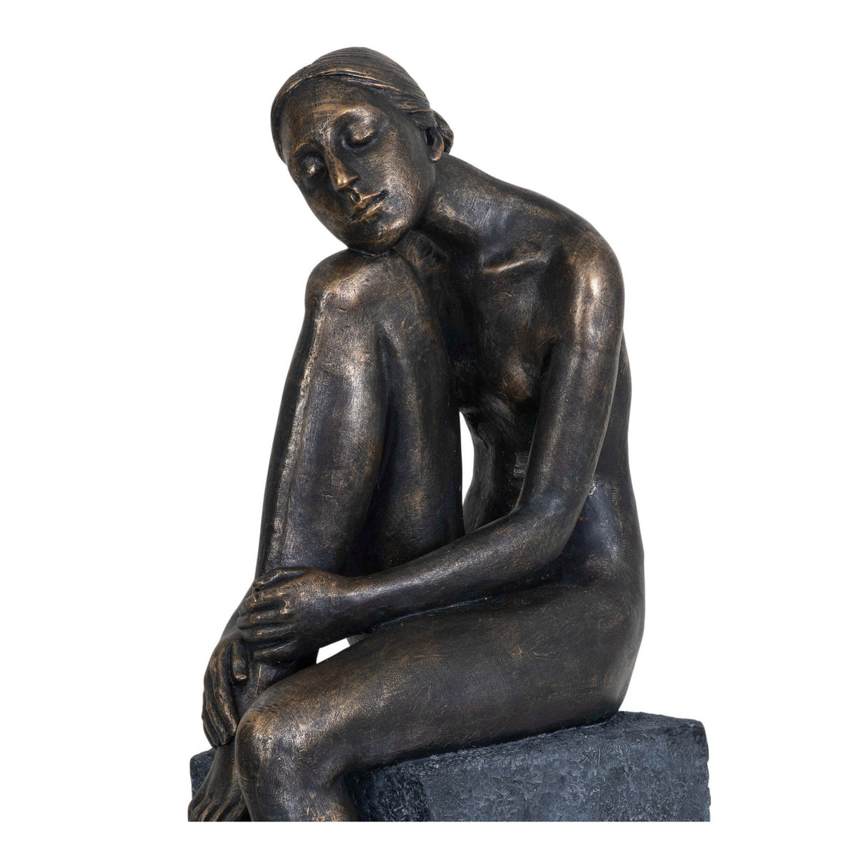 Thinking Lady Bronze Resin Sculpture - 75cm