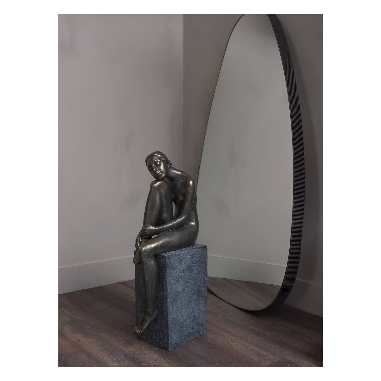 Thinking Lady Bronze Resin Sculpture - 75cm