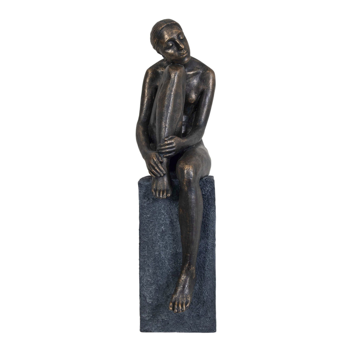 Thinking Lady Bronze Resin Sculpture - 75cm
