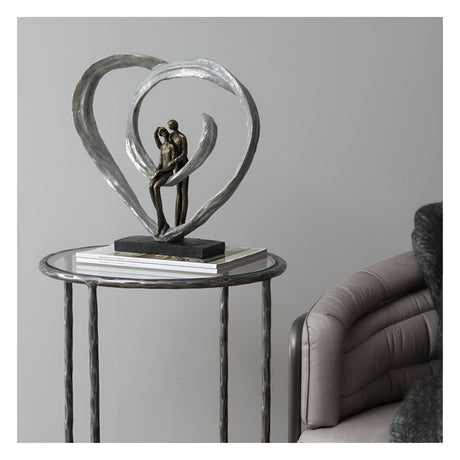 Love Figurine In Circular Heart - 35.8cm