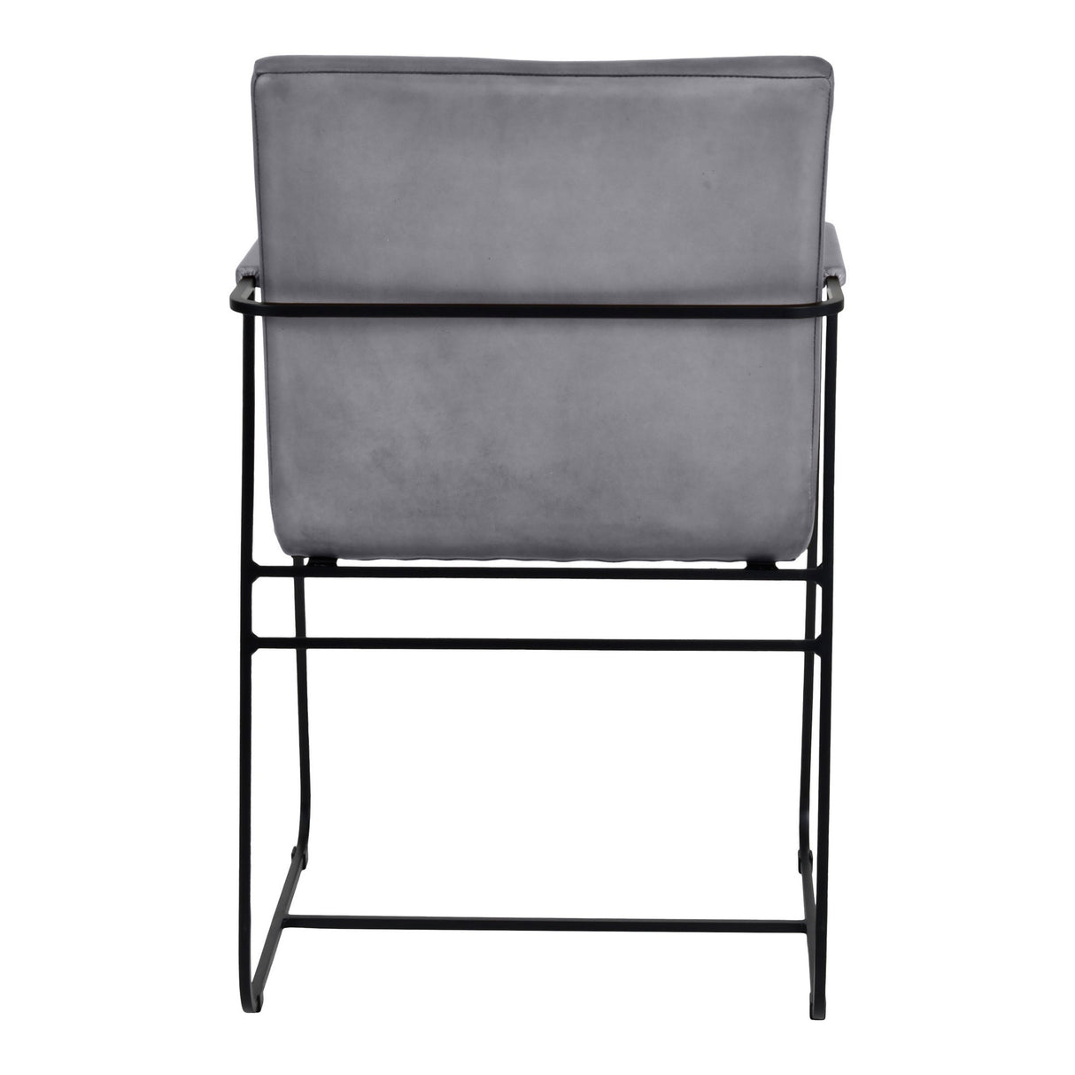 Belton Leather & Metal Dining Chair With Arms