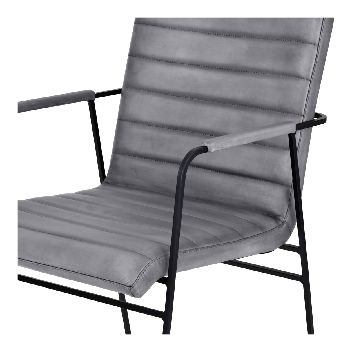 Belton Leather & Metal Dining Chair With Arms