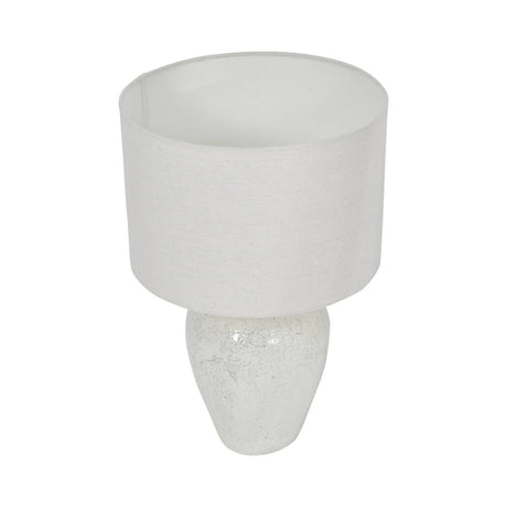 Speckle Glazed Table Lamp With Shade - White
