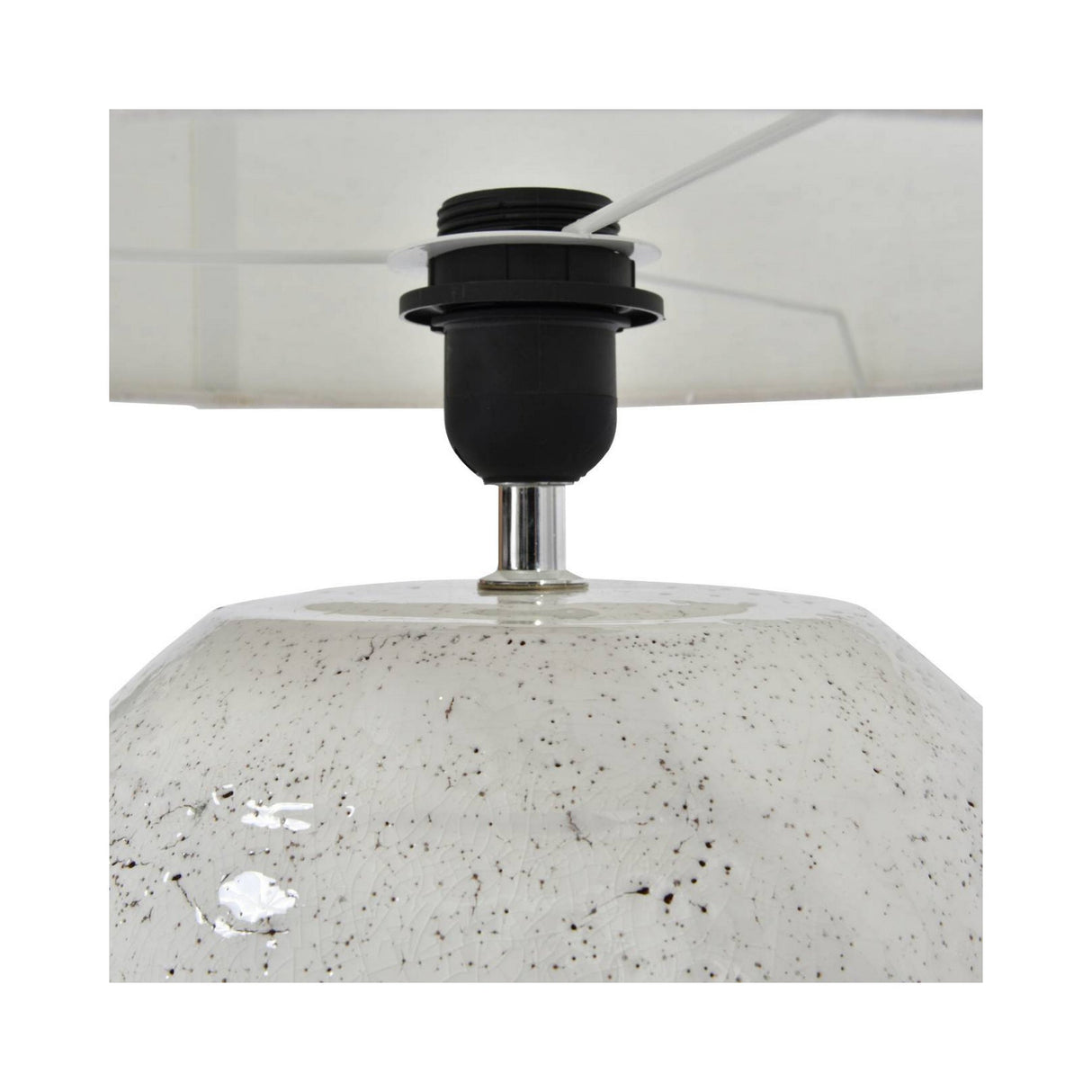 Speckle Glazed Table Lamp With Shade - White