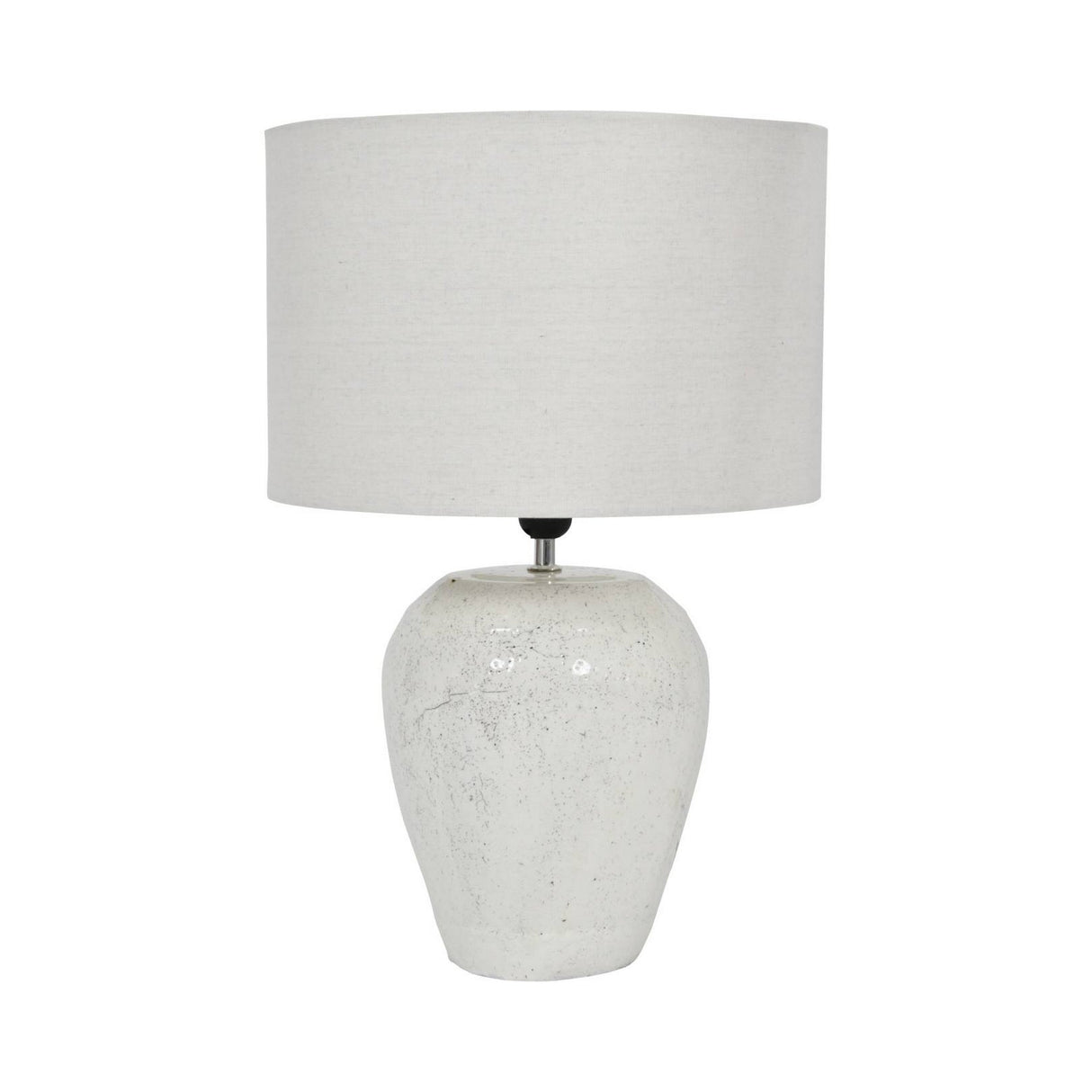 Speckle Glazed Table Lamp With Shade - White