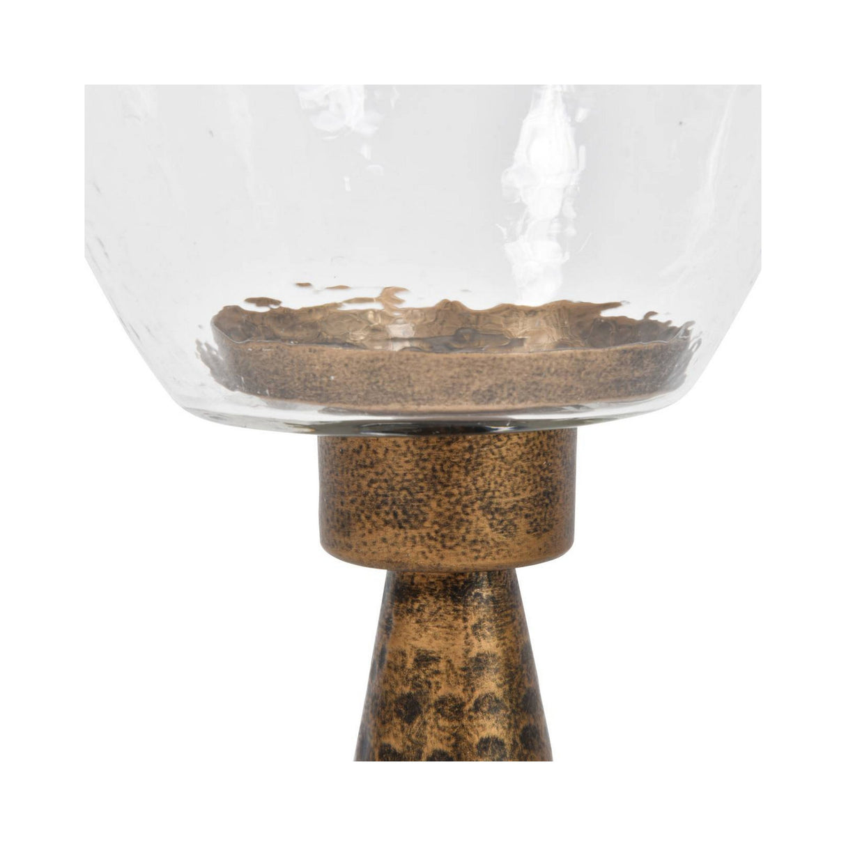 Sandbanks Iron & Hammered Glass Table Hurricane 45cm - Gold