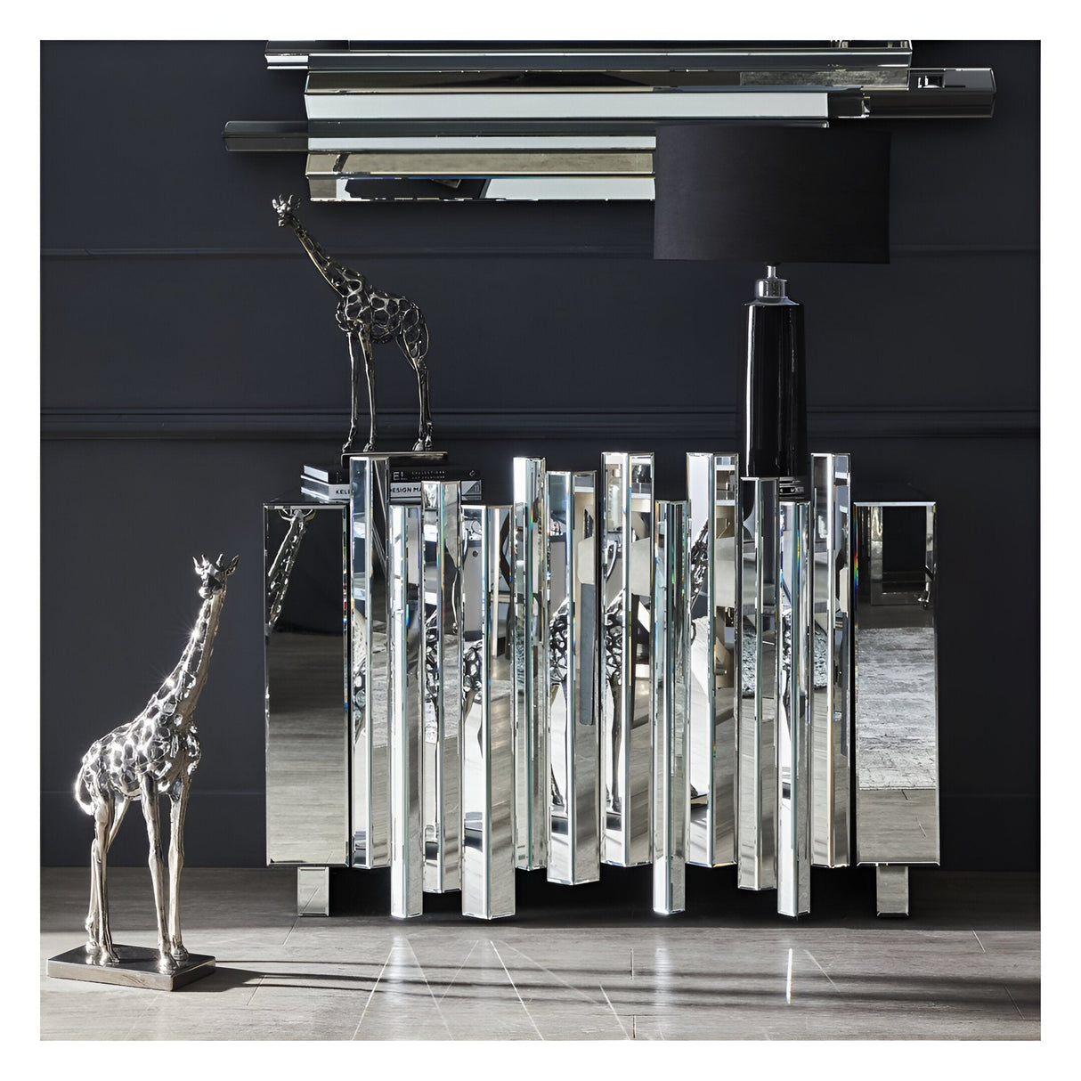 Courtney Black Nickel Hollow Giraffe Figurine - 50cm