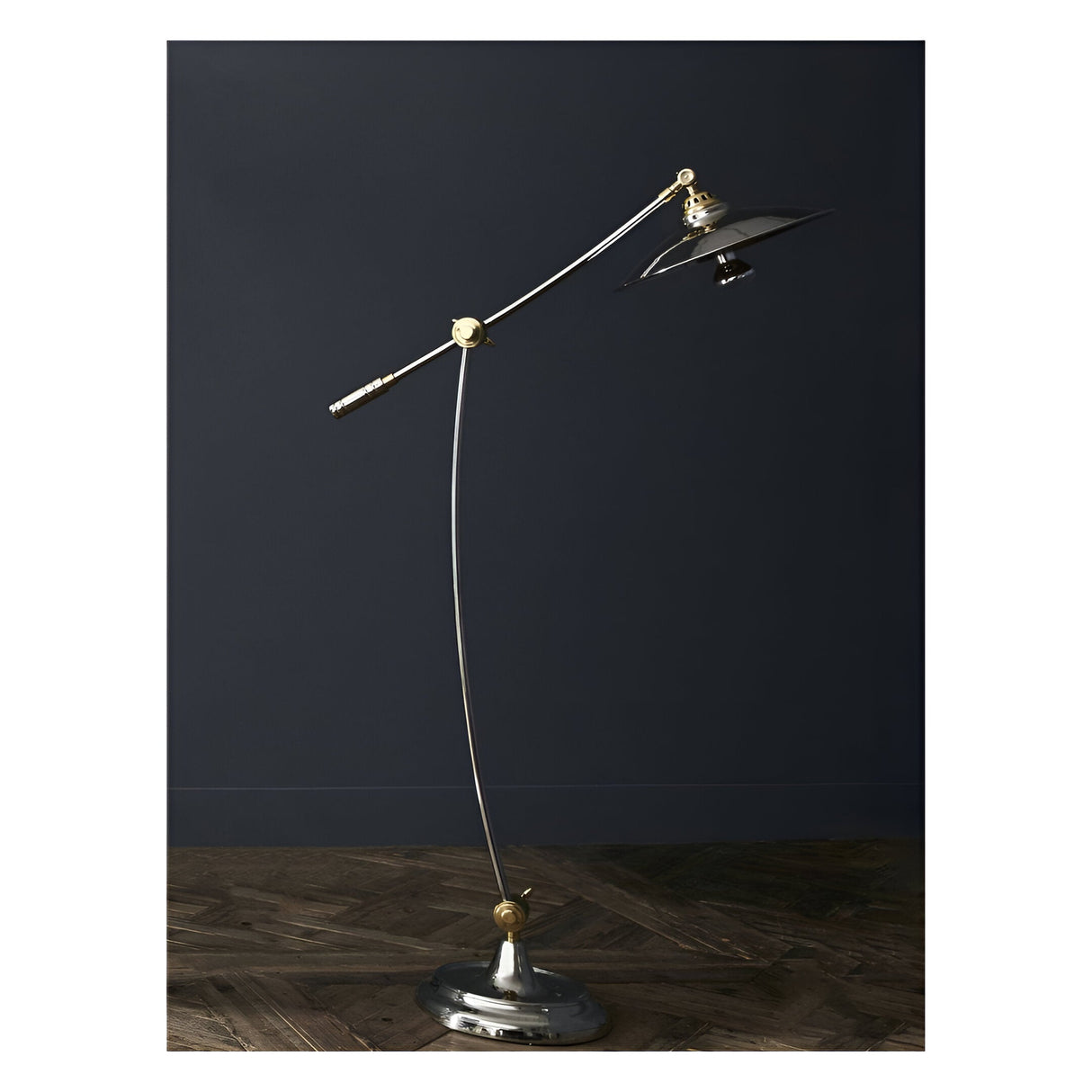 Haku Adjustable Floor Lamp - Silver & Brass