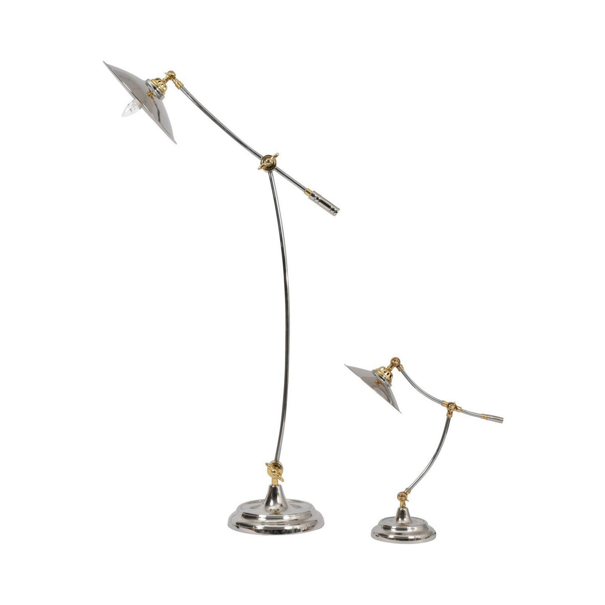Haku Adjustable Floor Lamp - Silver & Brass