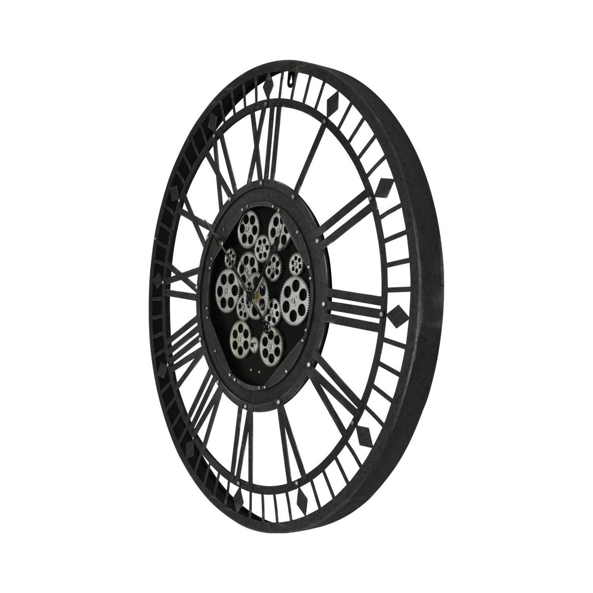 Gibbons Skeleton Wall Clock With Moving Cogs - Black & Grey