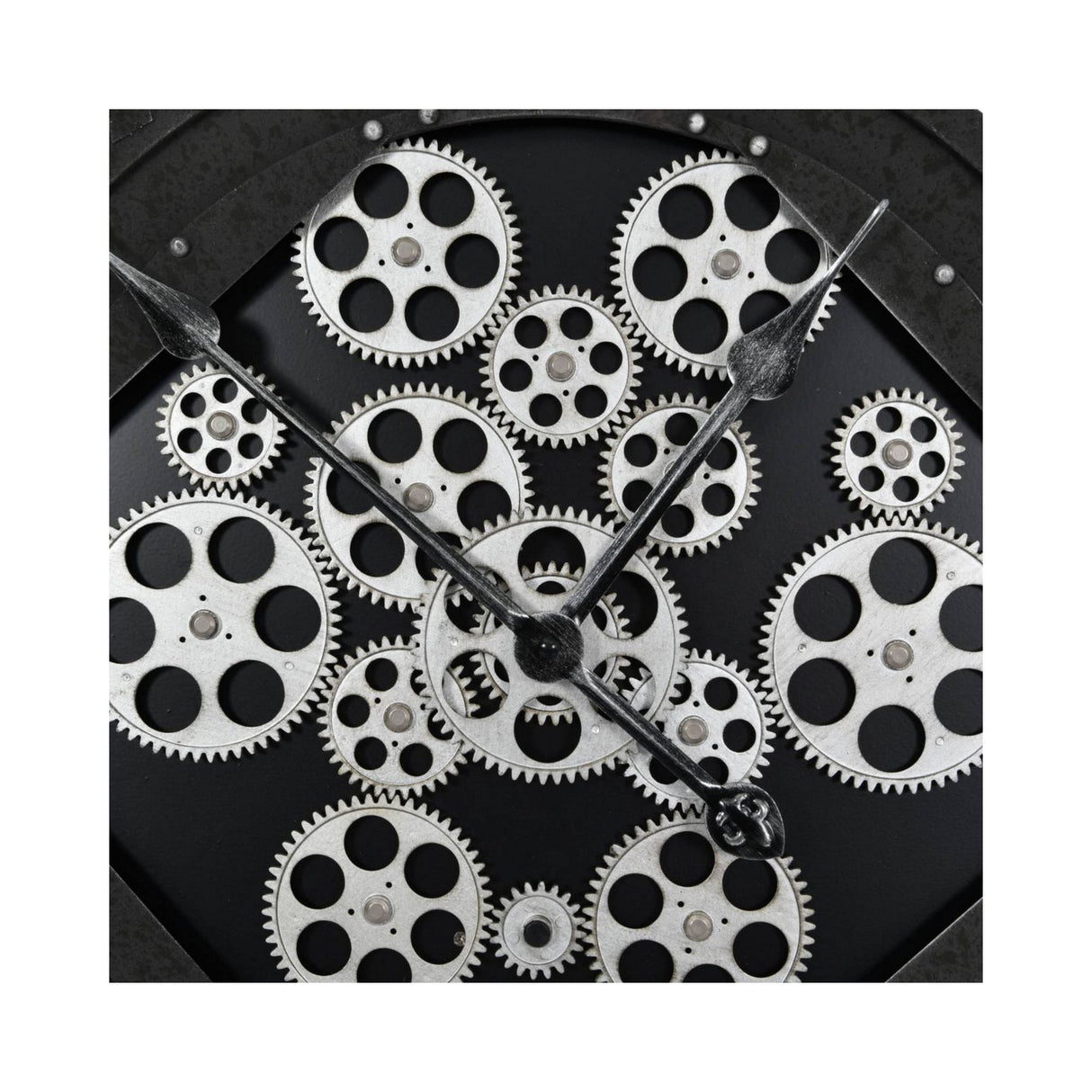 Gibbons Skeleton Wall Clock With Moving Cogs - Black & Grey