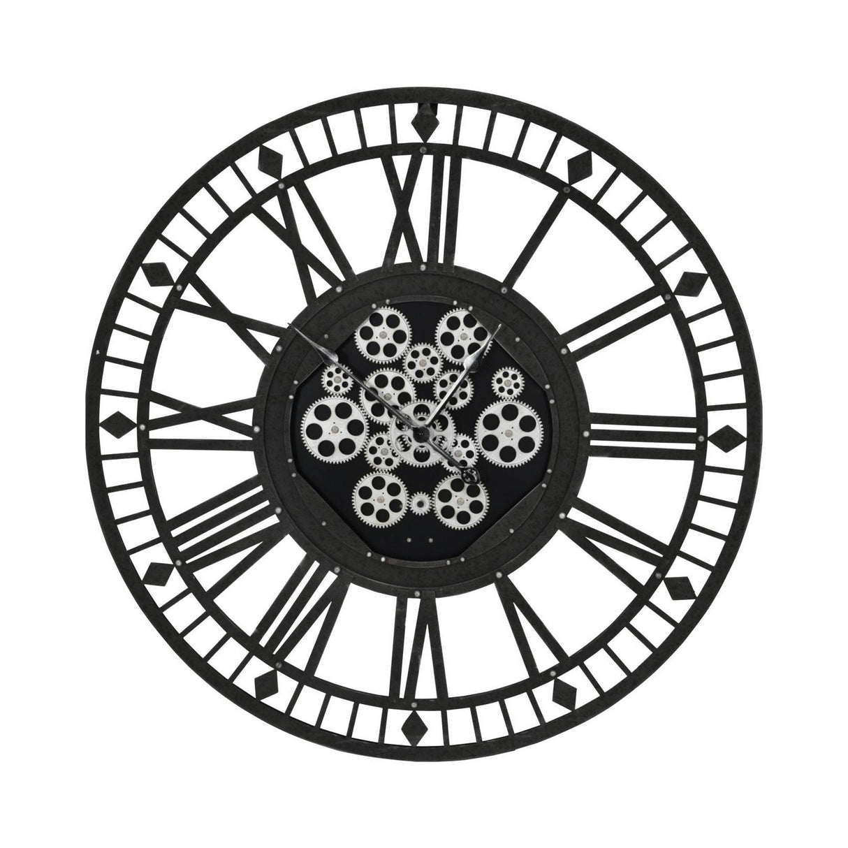 Gibbons Skeleton Wall Clock With Moving Cogs - Black & Grey