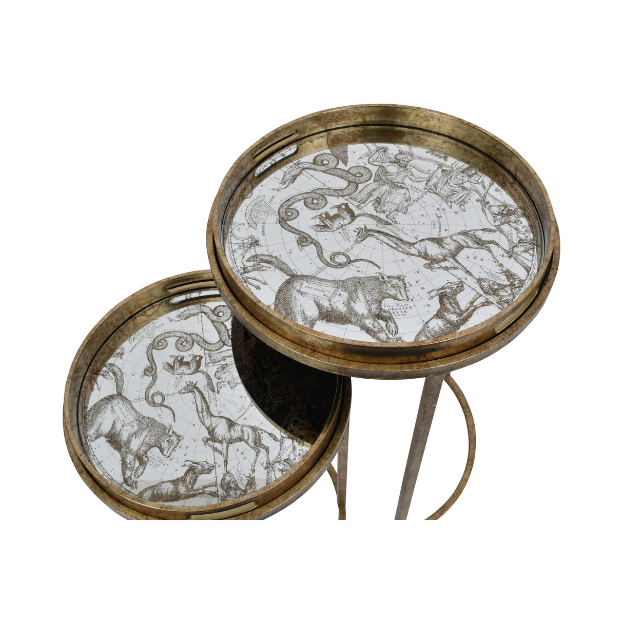 Constellation Map Set of 2 Side Tray Tables - Gold