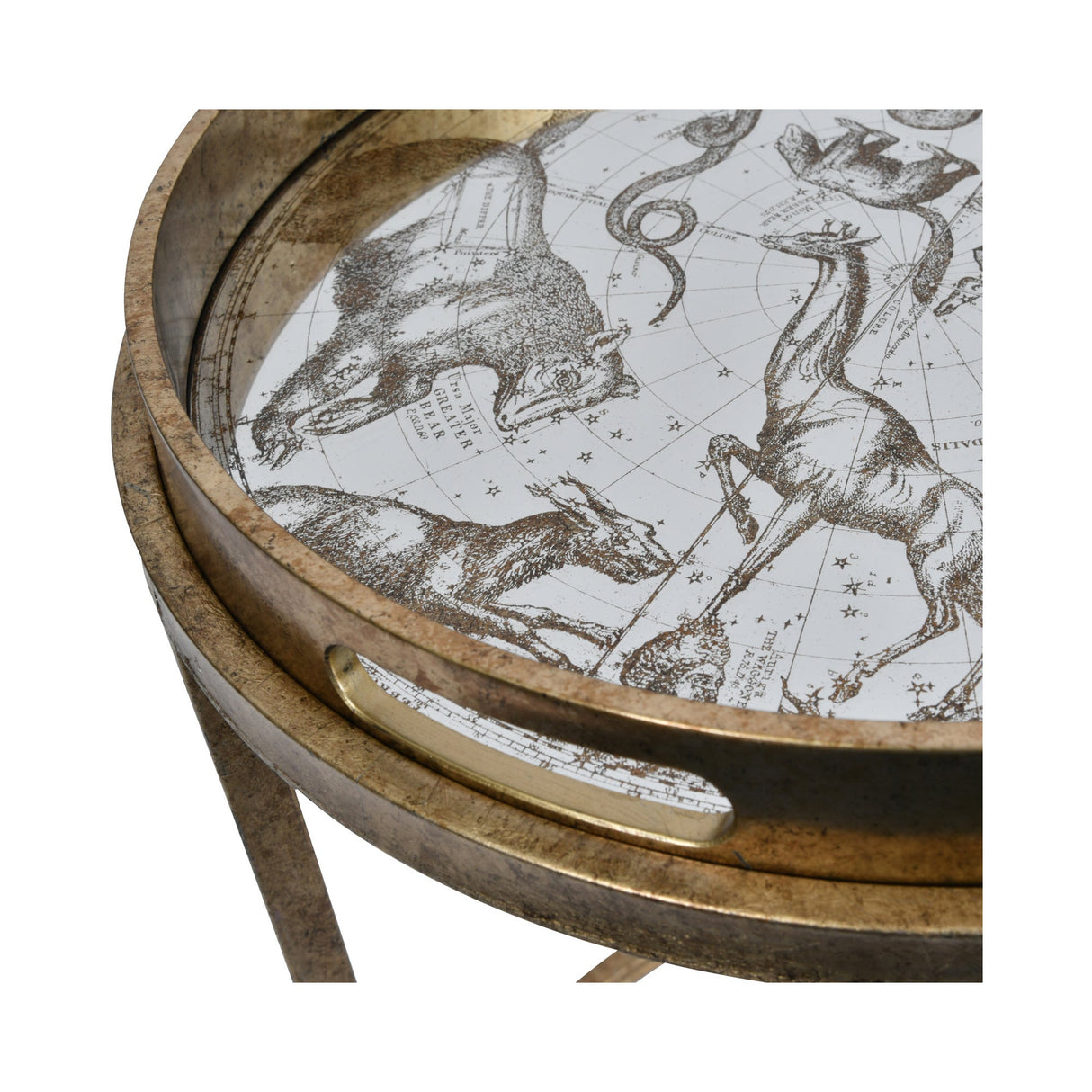 Constellation Map Set of 2 Side Tray Tables - Gold