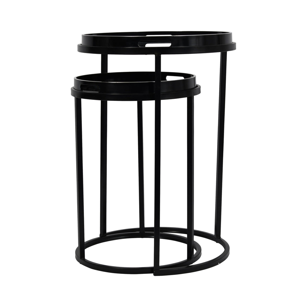 Monochrome Swirl Set of 2 Side Tray Tables - Black