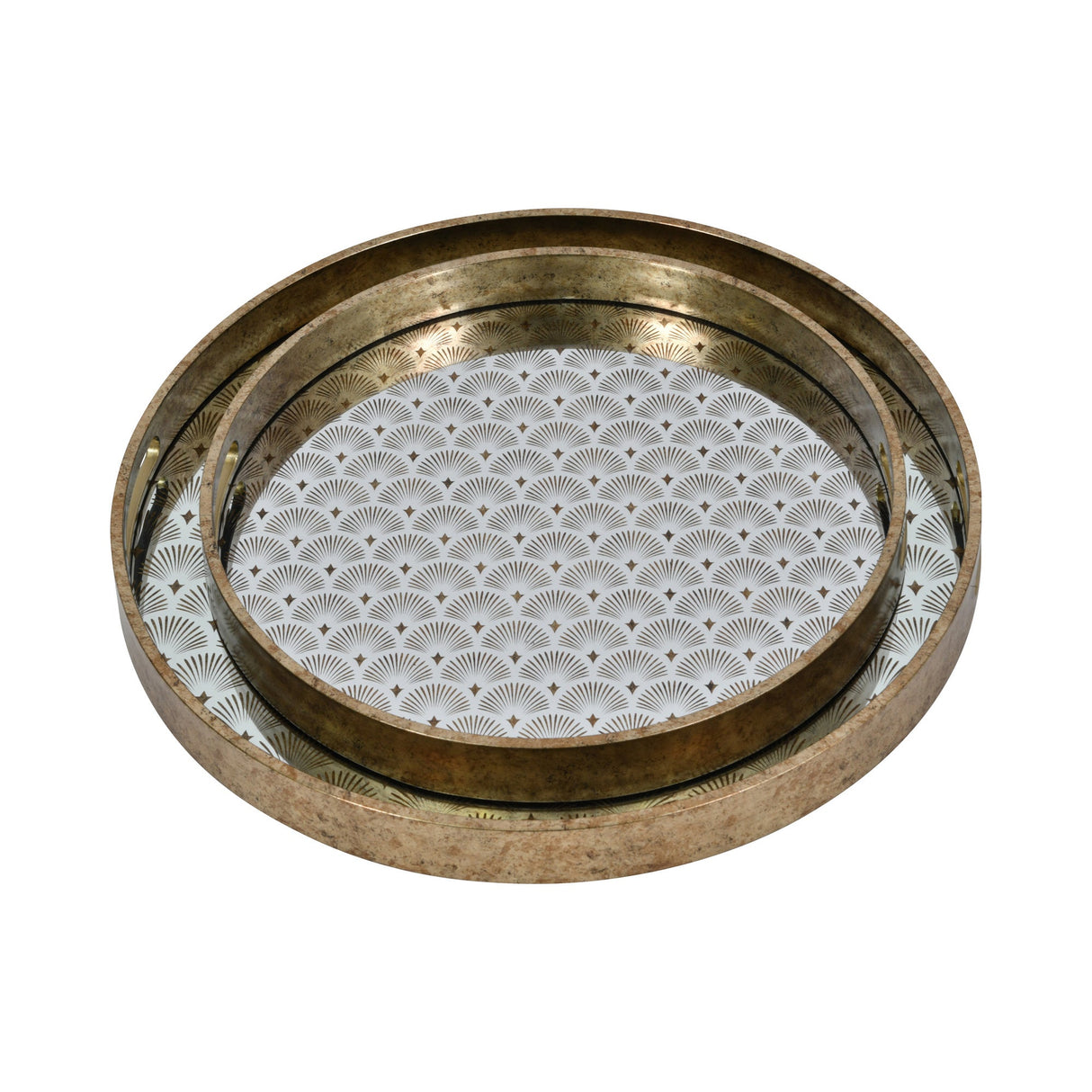 Deco Scallop Set of 2 Trays - Antique Gold