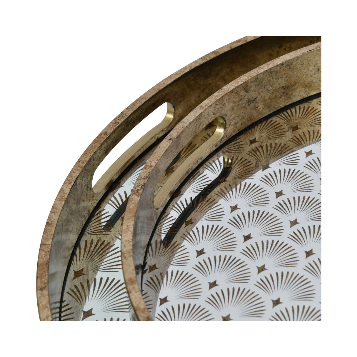 Deco Scallop Set of 2 Trays - Antique Gold