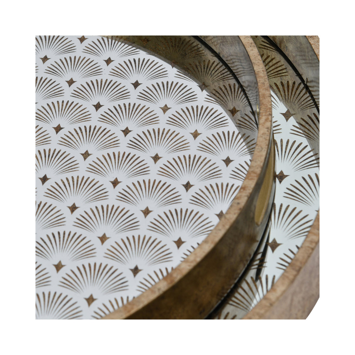 Deco Scallop Set of 2 Trays - Antique Gold