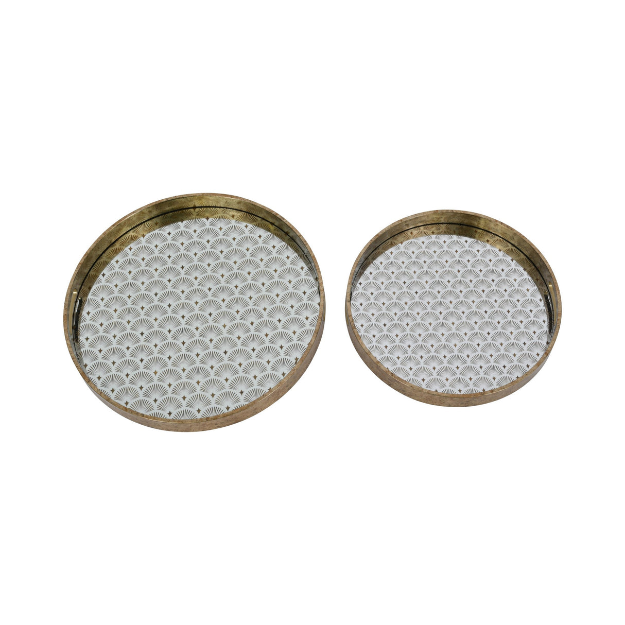 Deco Scallop Set of 2 Trays - Antique Gold