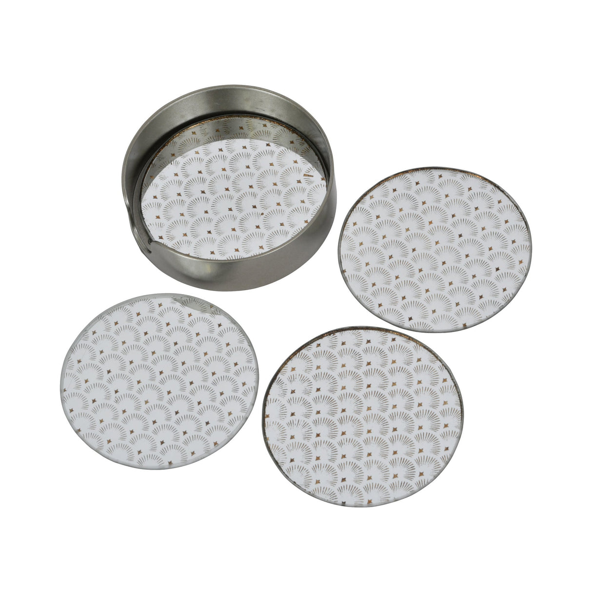 Deco scallop Set of 4 Coasters - Antique Gold