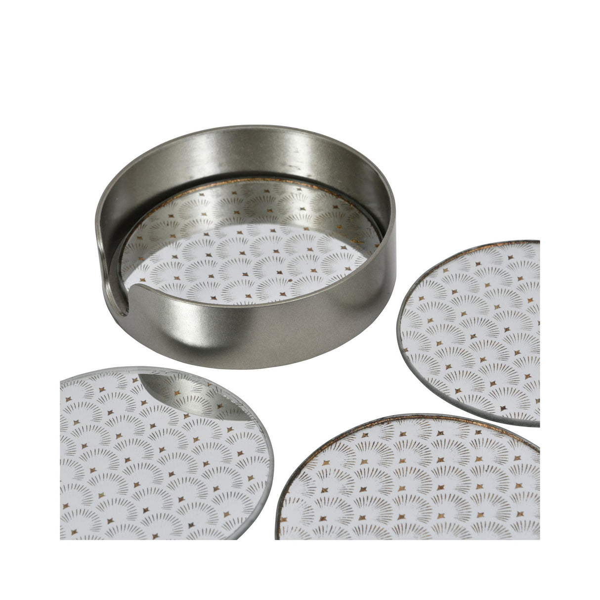 Deco scallop Set of 4 Coasters - Antique Gold