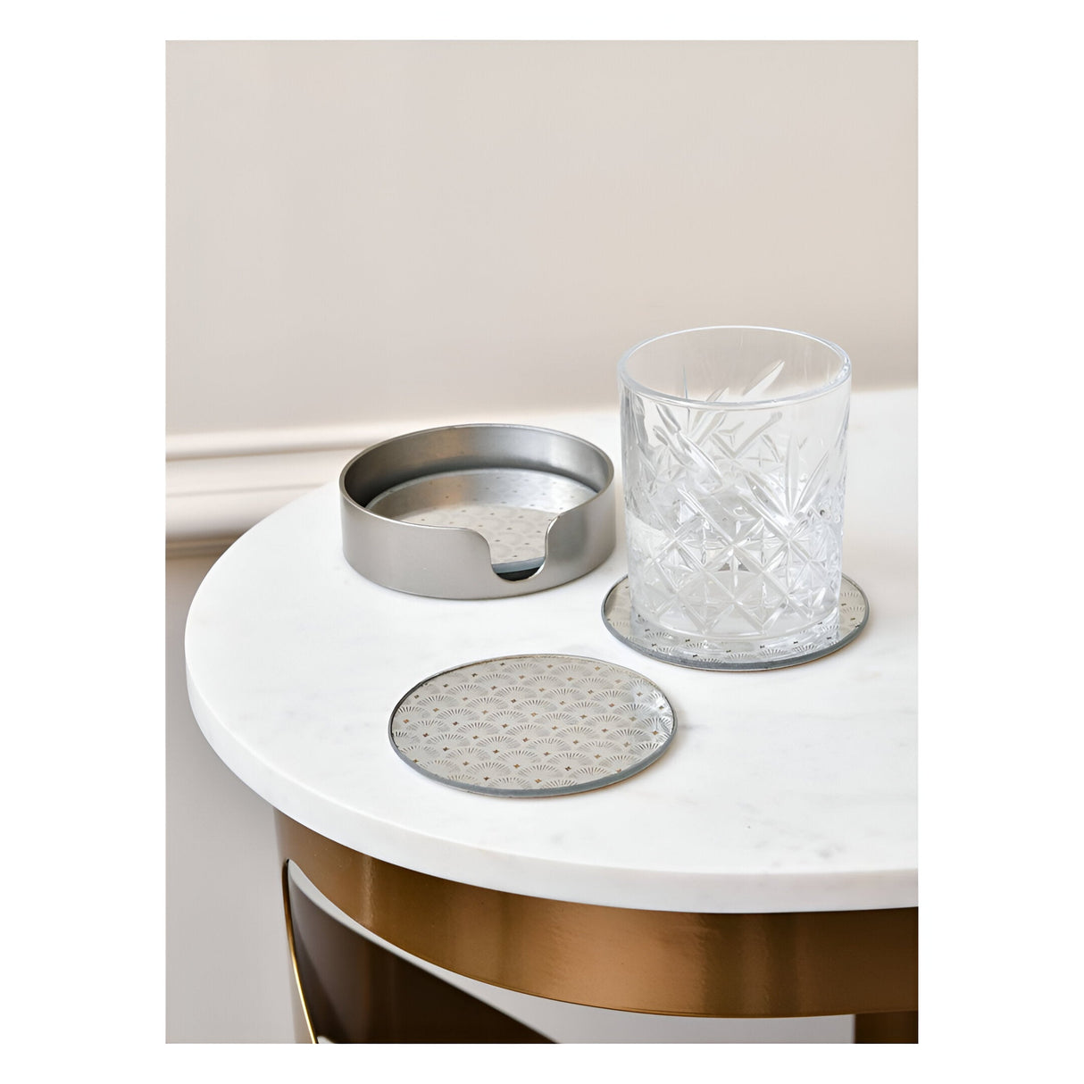 Deco scallop Set of 4 Coasters - Antique Gold