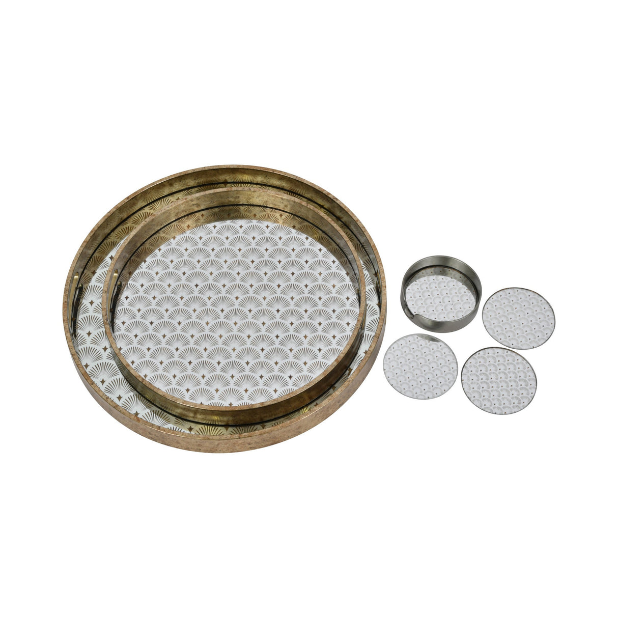 Deco scallop Set of 4 Coasters - Antique Gold