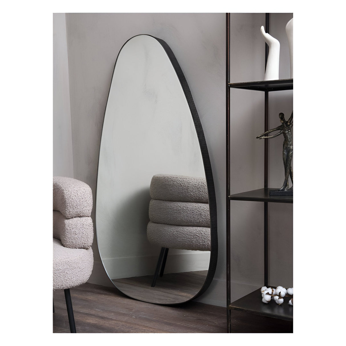 Organic Oversized Framed Leaner Mirror Oak Wood - 150x86cm