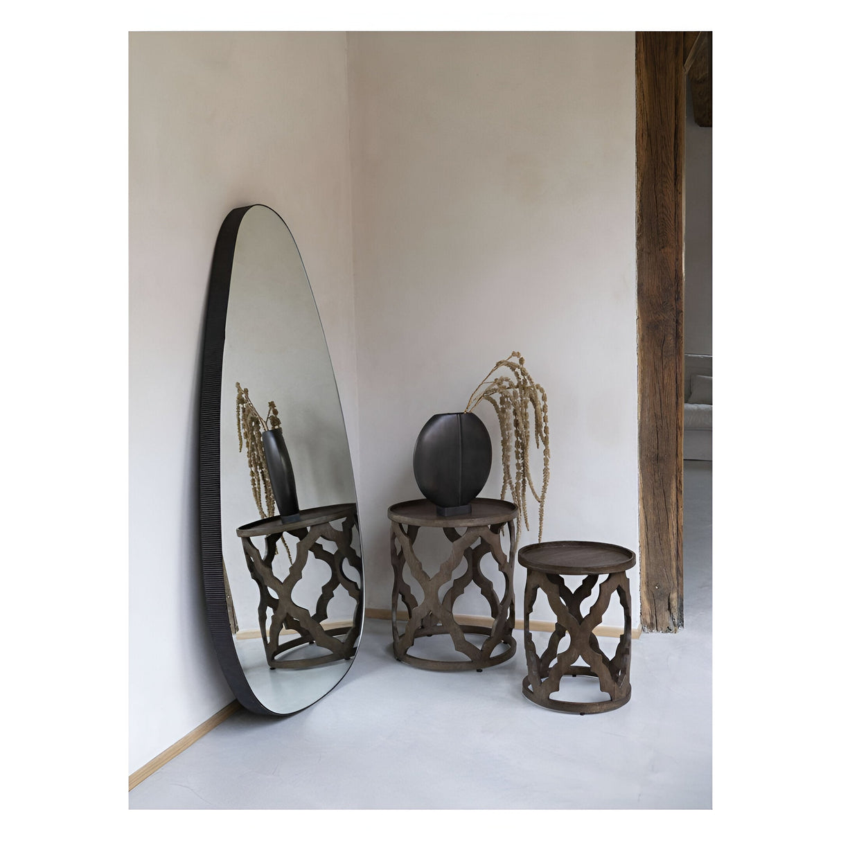 Organic Oversized Framed Leaner Mirror Oak Wood - 150x86cm
