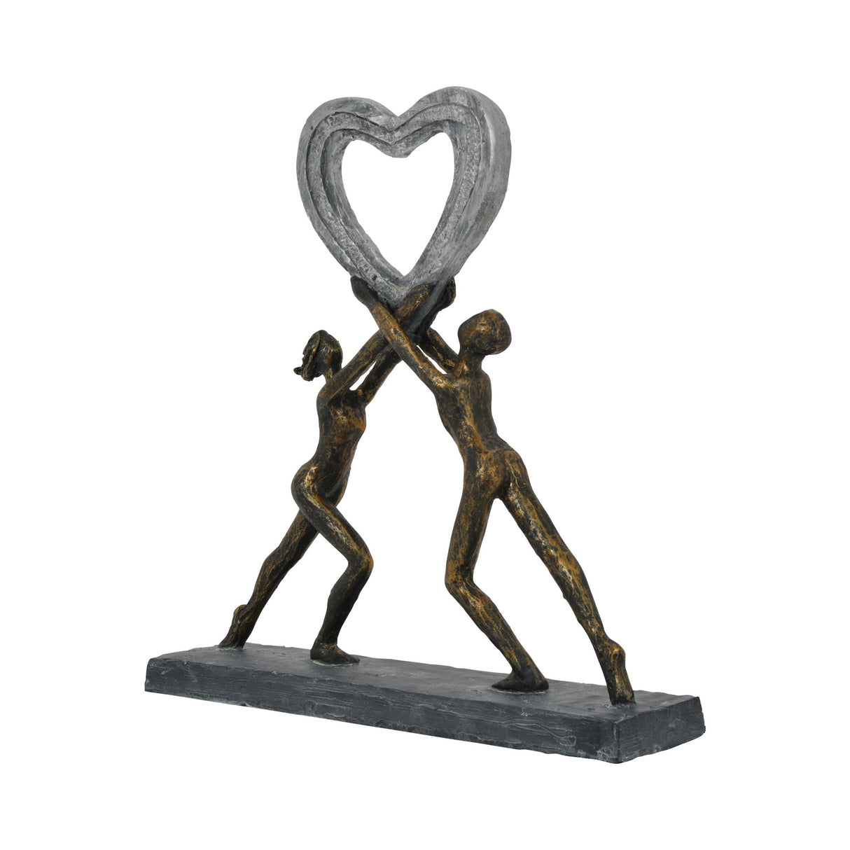 Uplifting Love Couple with Heart Resin Figurine - 33cm