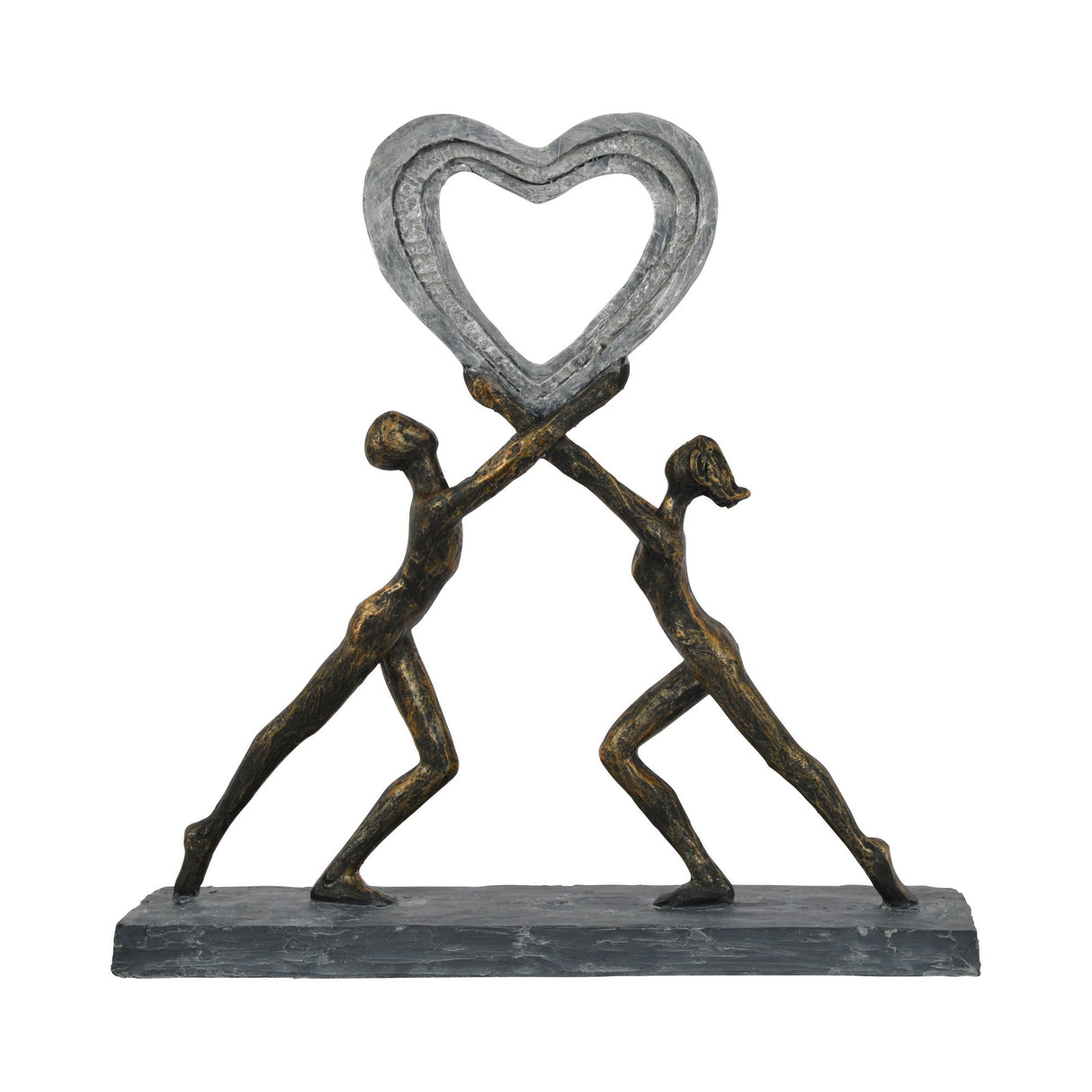Uplifting Love Couple with Heart Resin Figurine - 33cm