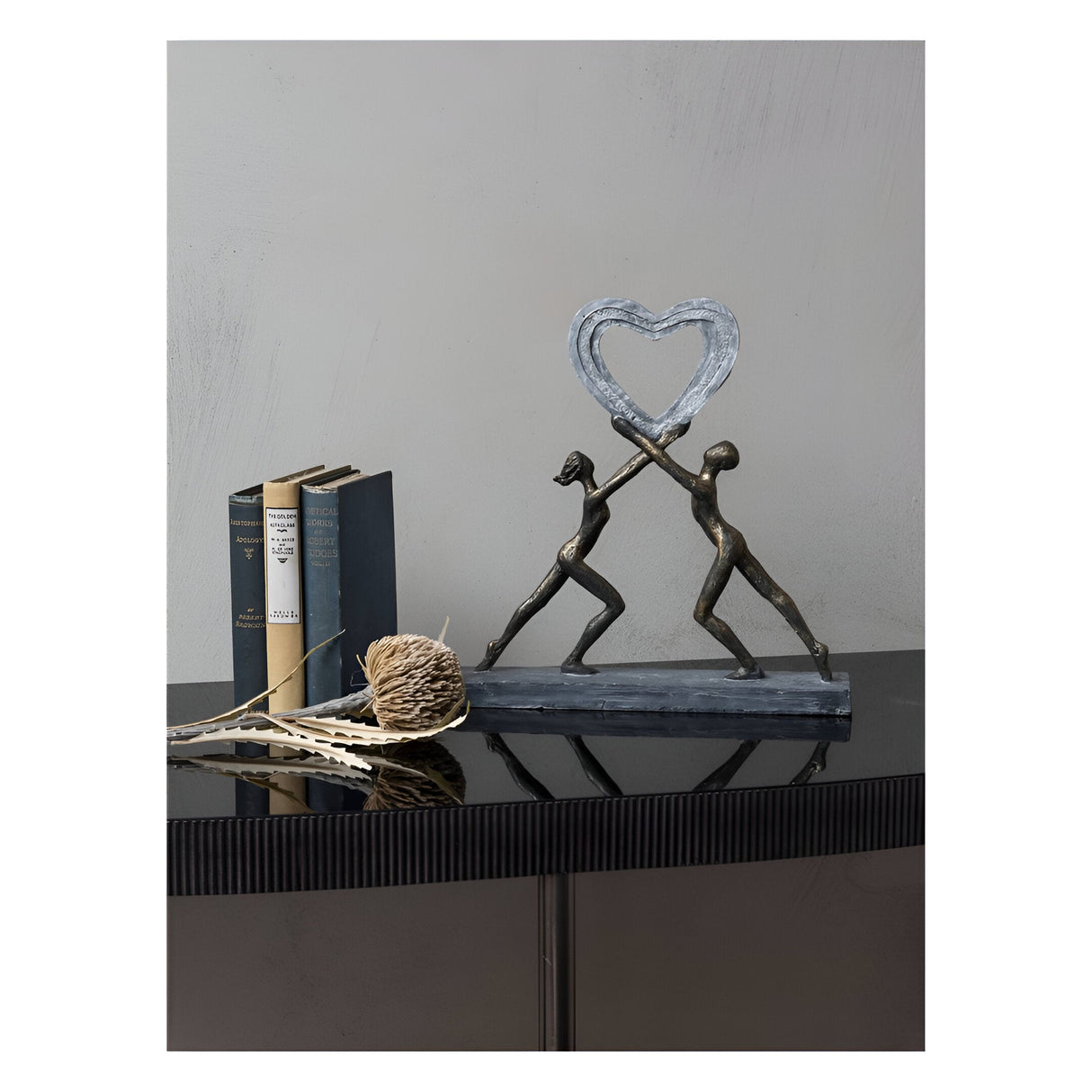 Uplifting Love Couple with Heart Resin Figurine - 33cm