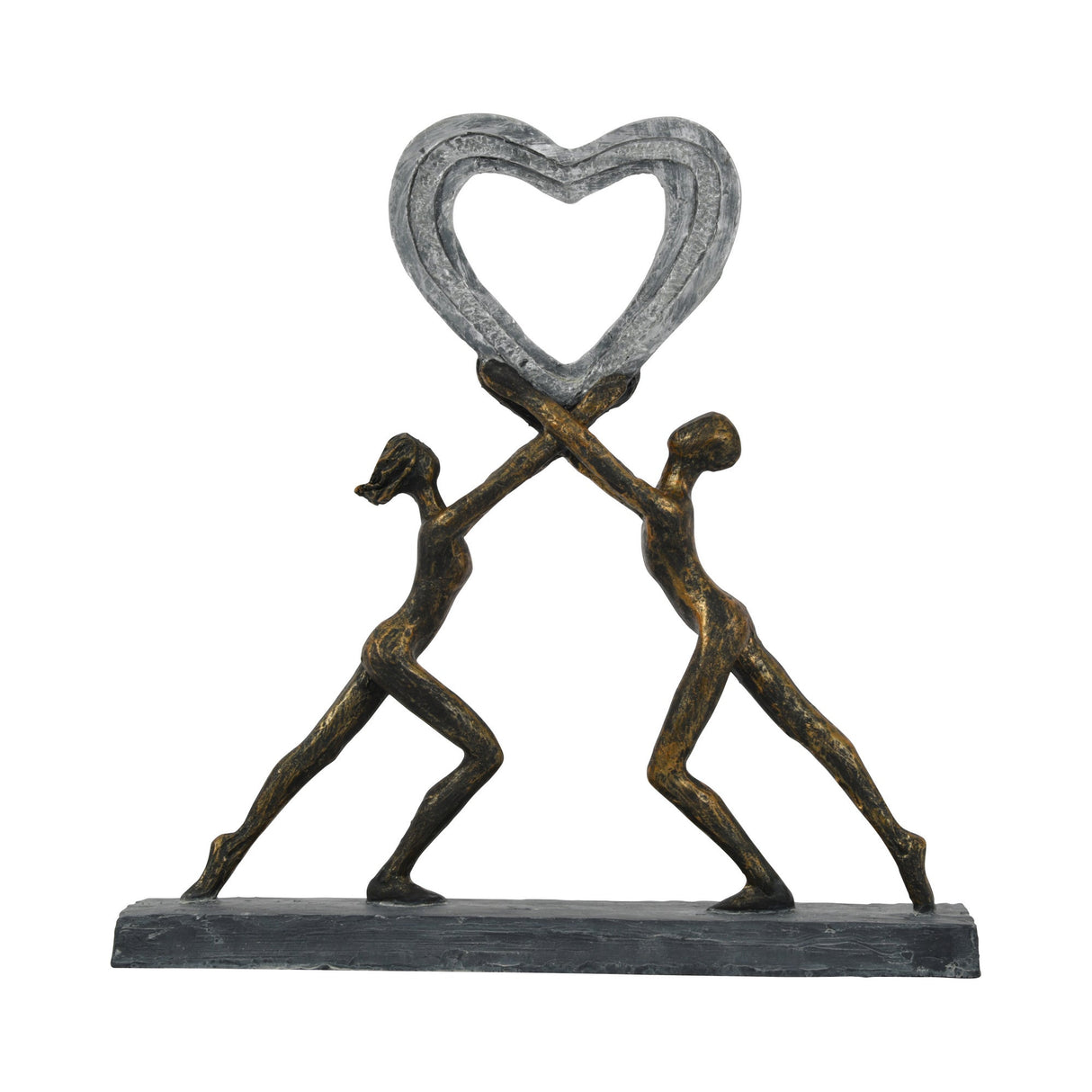 Uplifting Love Couple with Heart Resin Figurine - 33cm