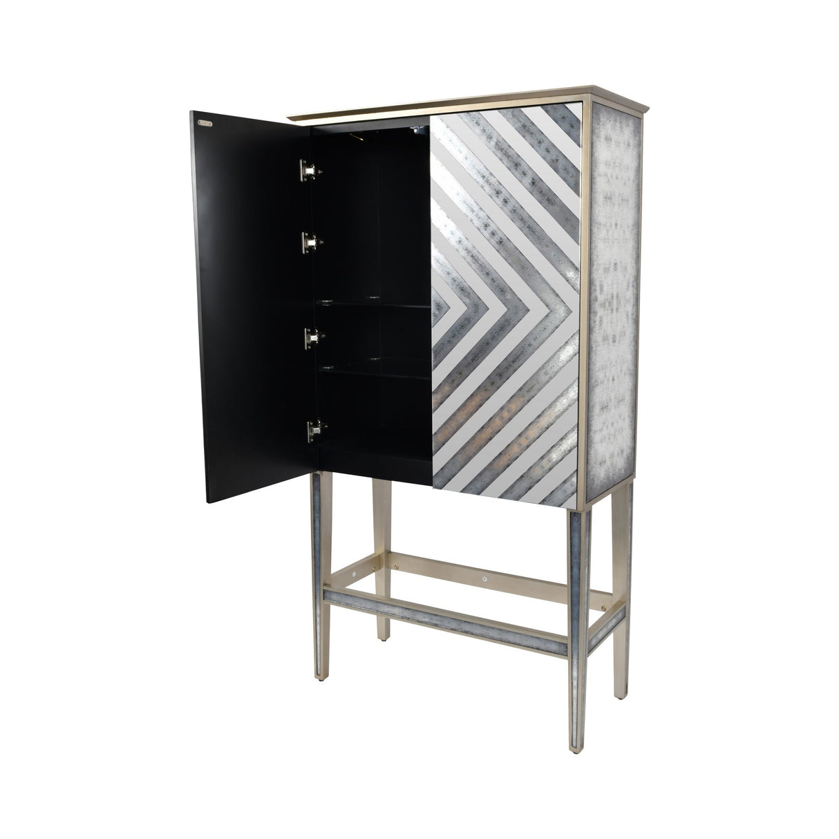 Lexington Antique Mirrored Bar Cabinet - Gold & Silver