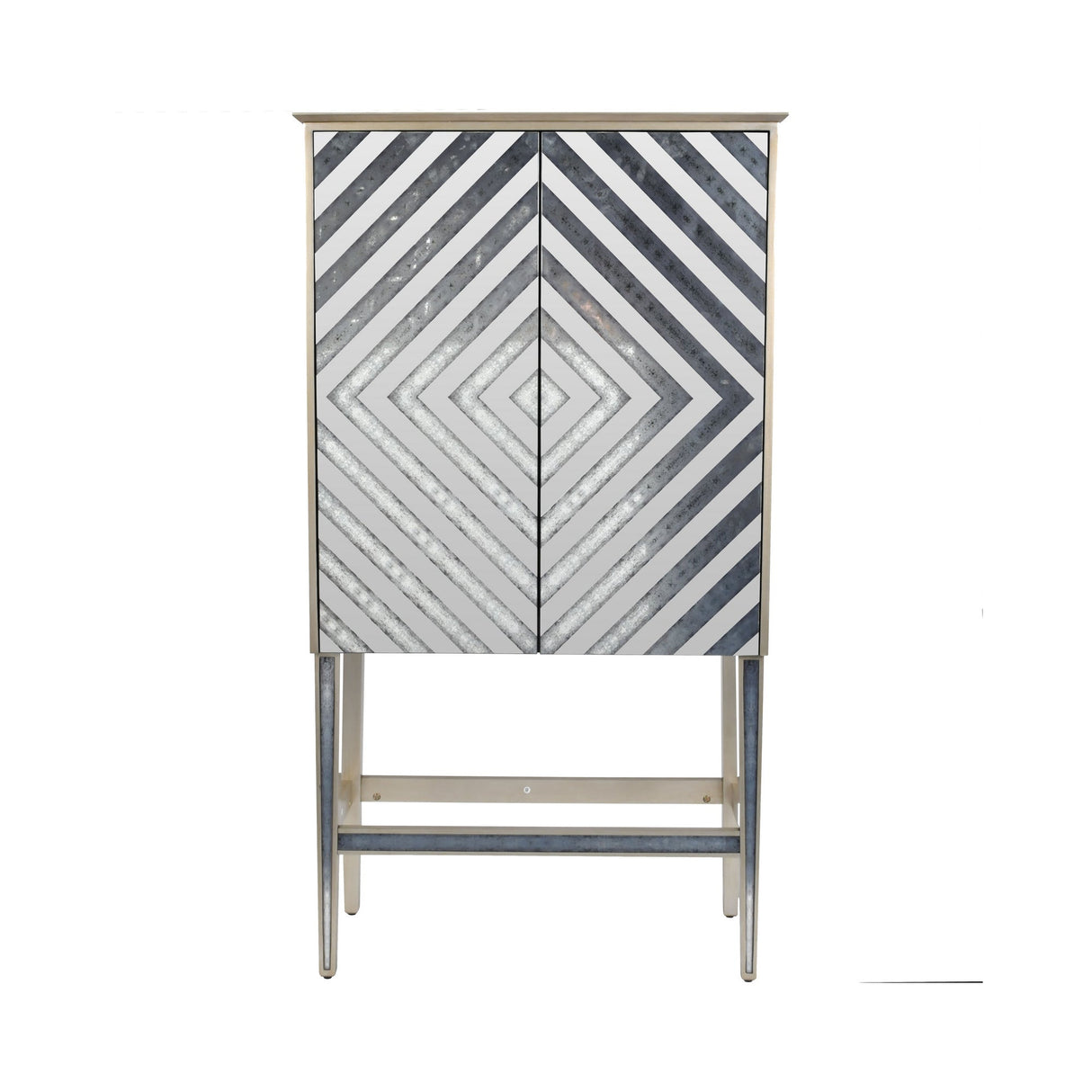 Lexington Antique Mirrored Bar Cabinet - Gold & Silver