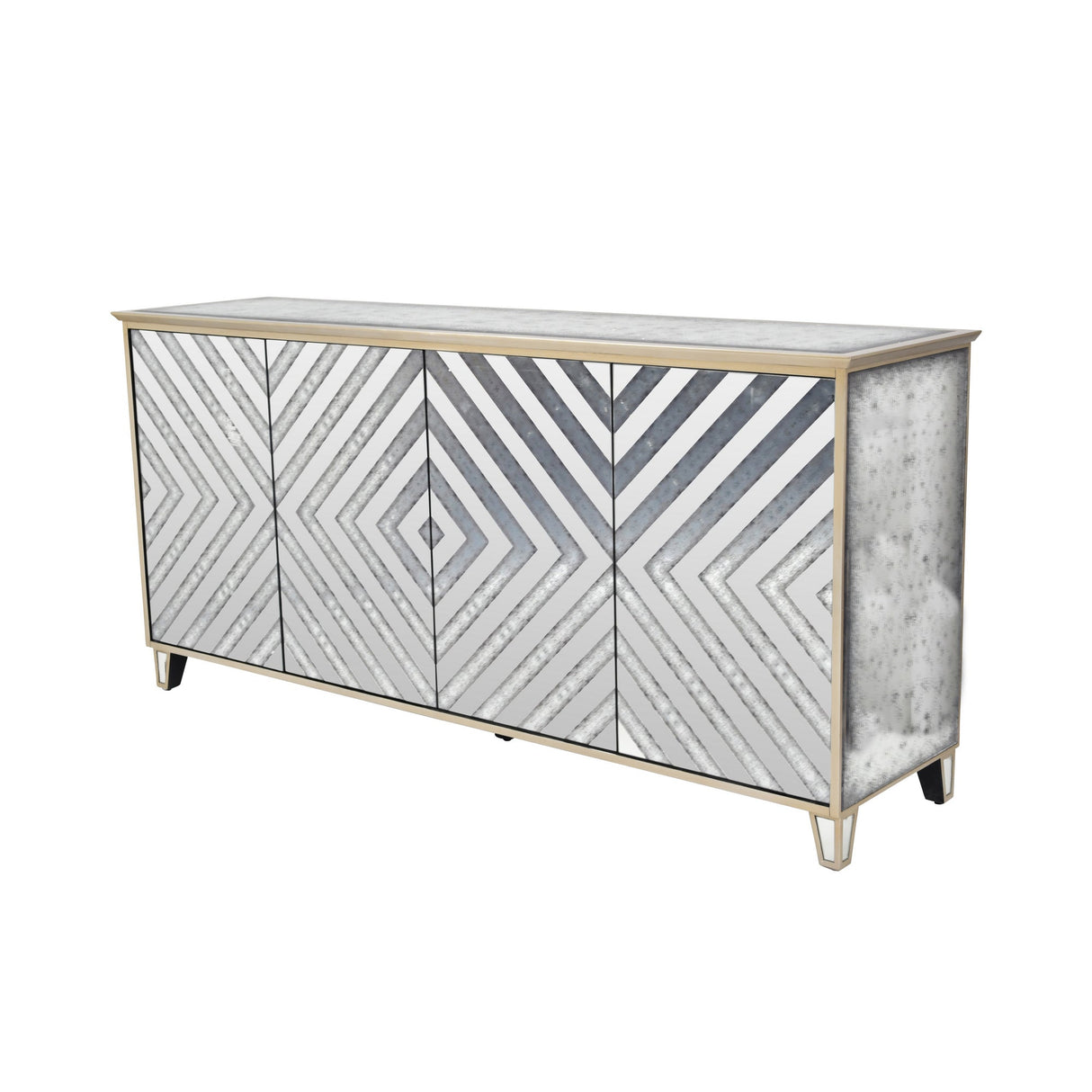 Lexington 4-Door Antique Sideboard - Mirror & Gold