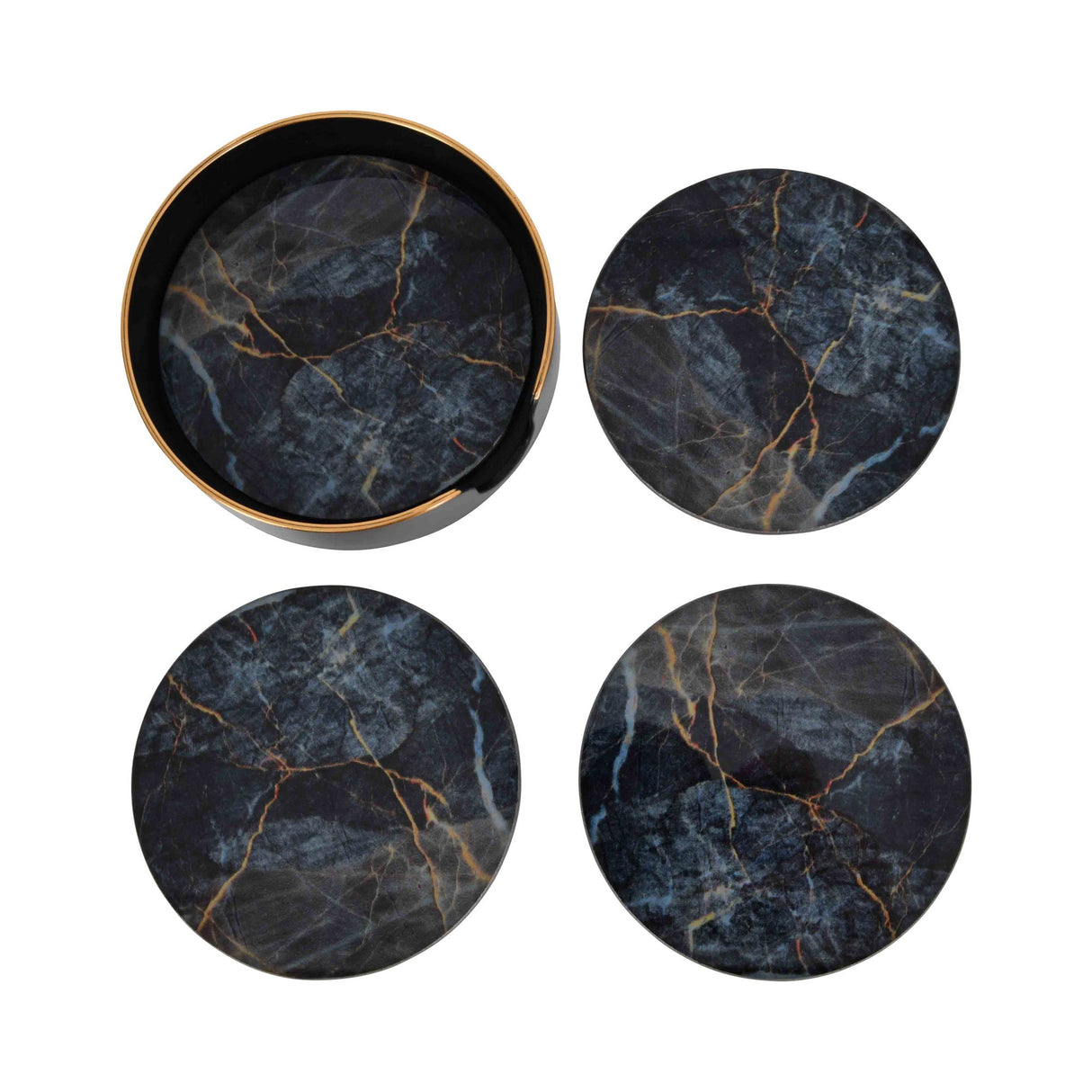 Vesuvius Coasters Set of 4 - Black & Gold