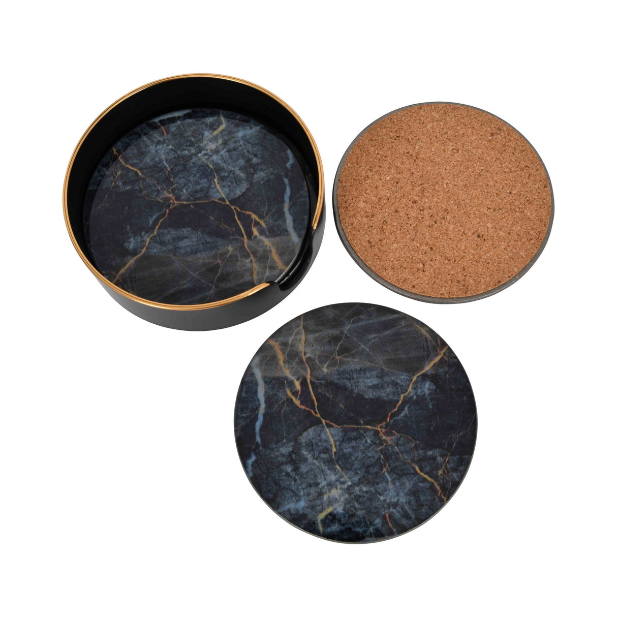 Vesuvius Coasters Set of 4 - Black & Gold