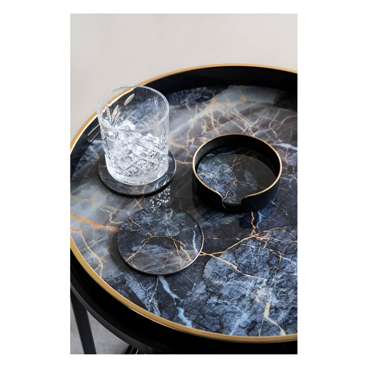 Vesuvius Coasters Set of 4 - Black & Gold